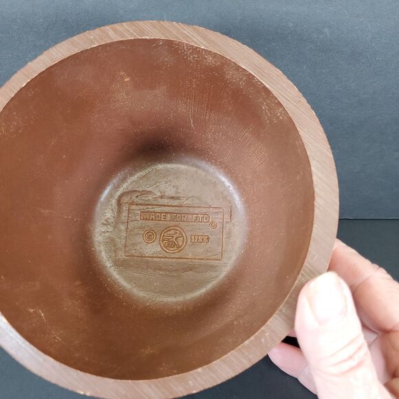 Vintage 1986 FTD Wood Planter Round Footed Pot Rustic Floral Vase - Picture 5 of 6